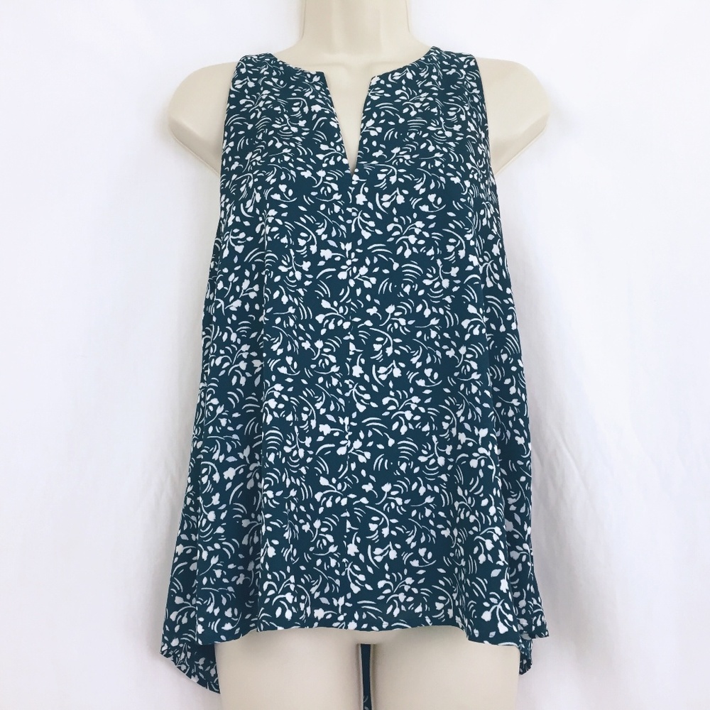 Ann Taylor LOFT Floral Racer Back Trapeze Top S